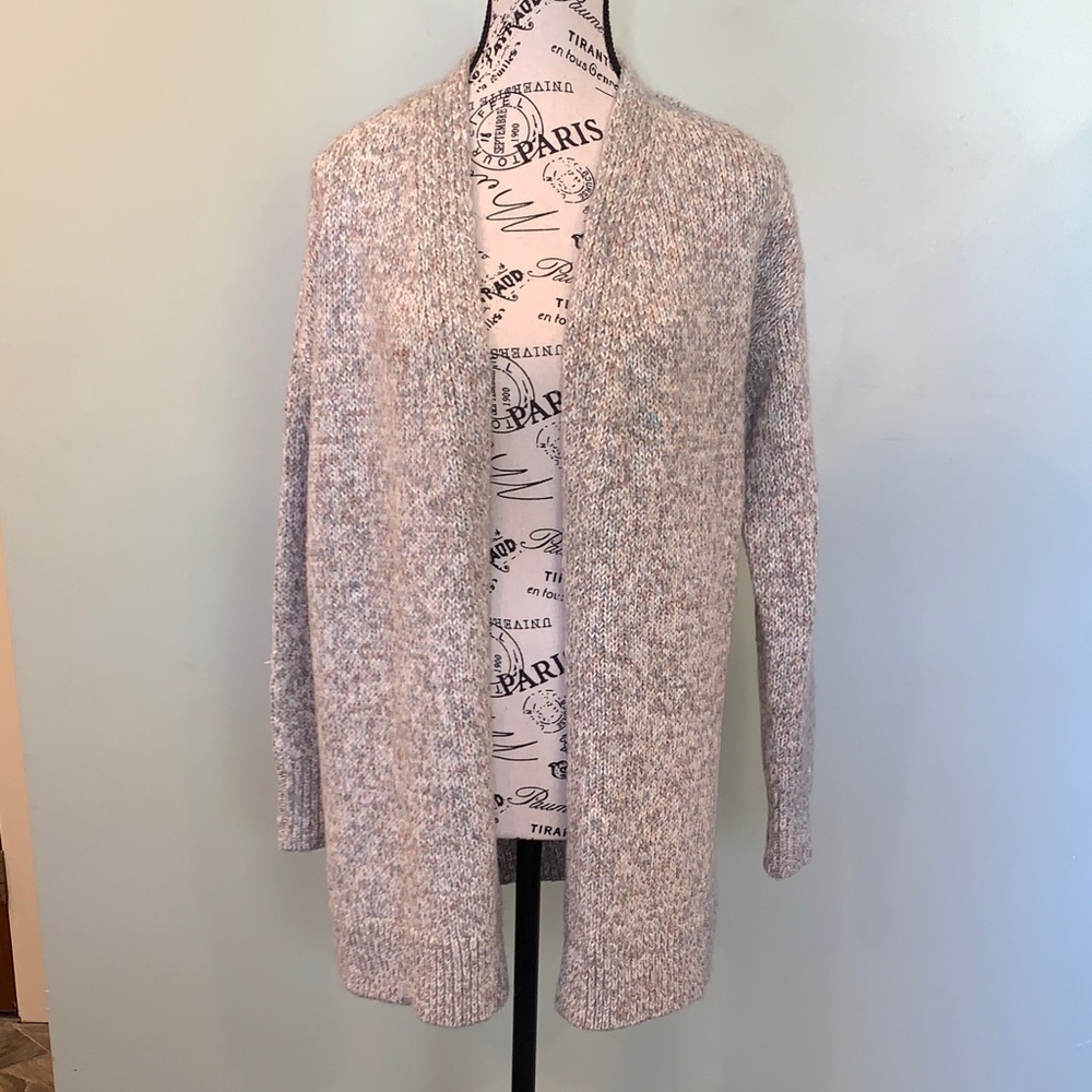 LOFT Women's Speckled Gray Multi-Color Warm Open Cardigan Women’s XS Extra Small